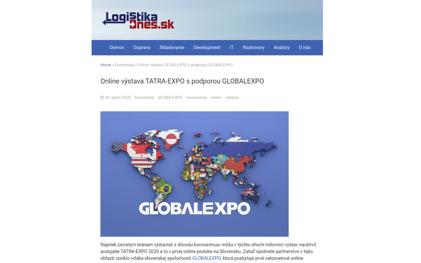 TATRA-EXPO online exhibition with GLOBALEXPO support
