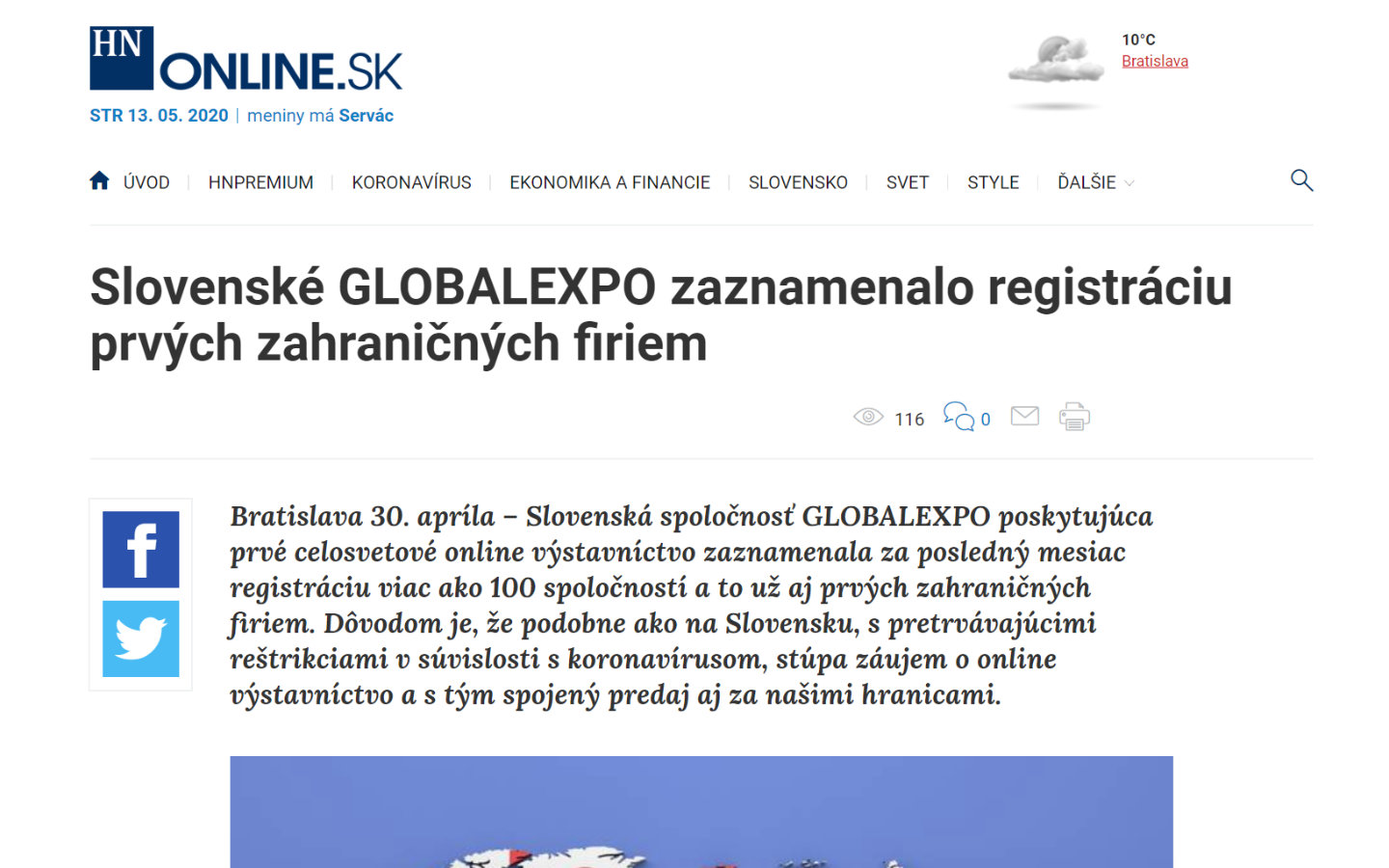 Slovenské GLOBALEXPO zaznamenalo registráciu prvých zahraničných firiem