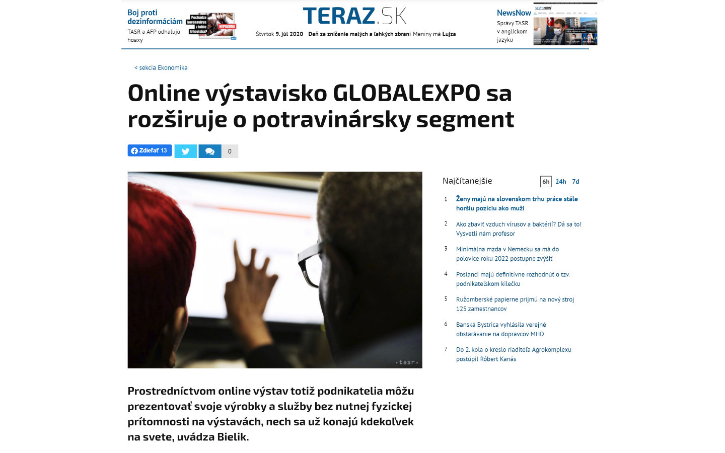 Online GLOBALEXPO exhibition center on TV TA3